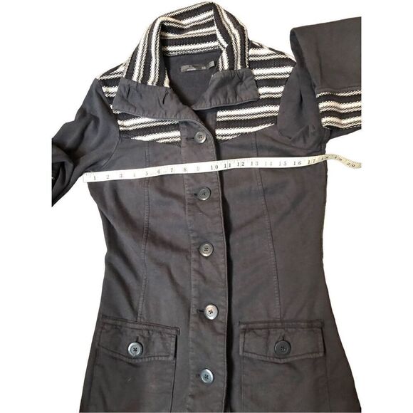 Prana Coat Knit Woven Button Up Pockets Long Jacket Gray XS - Picture 12 of 14